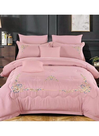 Dream Bell 6 Pc Embroidery Cotton Comfy Comforter Set With Fiber Filling 3