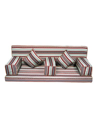 Comfy 7 Piece Folding Authentic Arabian Majlis 2 Seater Sofa Set Silver