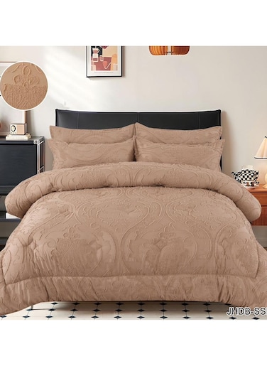 COMFY CREAM KING SIZE COTTON TEXTURED ROYALTY COLLECTION COMFORTER SET