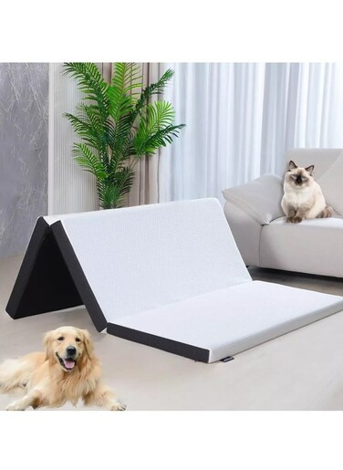 COMFY PORTABLE GUEST WHITE FOLDING CLASSIC MATTRESS 180 X 90 X 7CM WITH BLACK BORDER