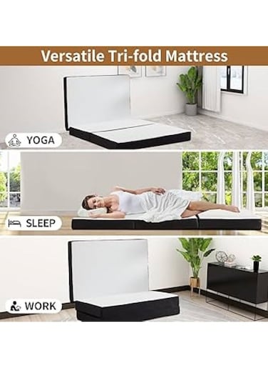 COMFY MEDICATED FOAM WHITE FOLDING MATTRESS WITH BLACK BORDER 180 X 90 X 7CM