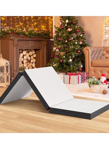 Comfy White Folding Portable Knitted Cotton 180 X 90 X 10cm Mattress With Black Border