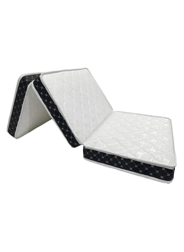 Dream Bell White Folding Medicated Portable Satin 180 X 90 X 7Cm Single Mattress With Black Border