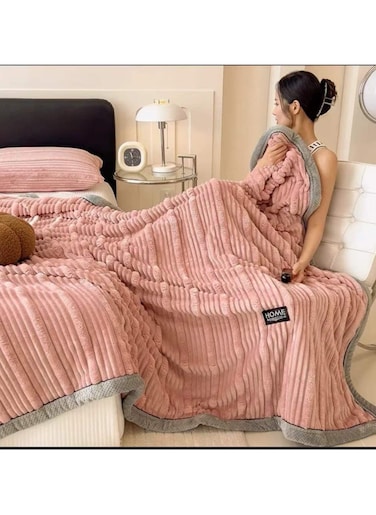 COMFY Bell EMBOSSED SOFT &amp; LUXURIOUS THICK PINK 200 X 230 CM KINGSIZE BLANKET