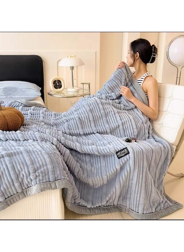 COMFY Bell SOFT &amp; LUXURIOUS KING SIZE GREY EMBOSSED WARM BLANKET