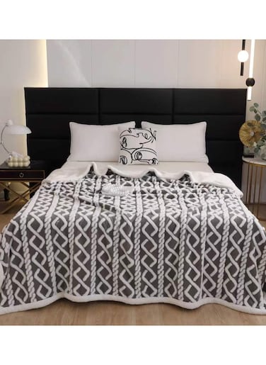 COMFY Bell SOFT &amp; LUXURIOUS EMBOSSED BLANKET GREY