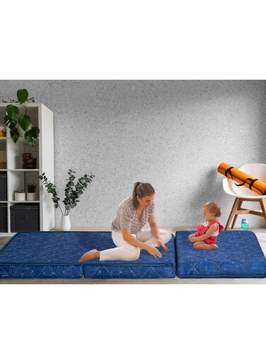 COMFY BLUE PREMIUM COLLECTION MEDICATED 180 X 90 X 7CM COTTON SATIN FOLDING MATTRESS
