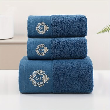 Comfy 3Pcs Embossed Towel Set-Blue