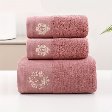 Comfy 3Pcs Embossed Towel Set-Peach