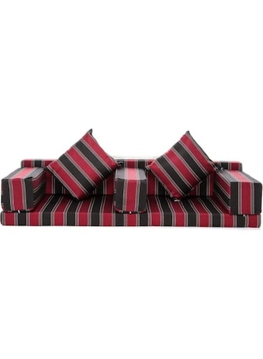COMFY 7 PC FOLDING AUTHENTIC MAJLIS FLOOR SOFA RED &amp; BLACK