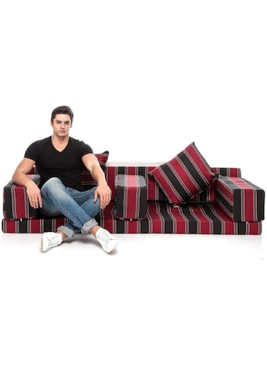 COMFY 7 PC ARABIC MAJLIS 2 SEATER FOLDING SOFA RED