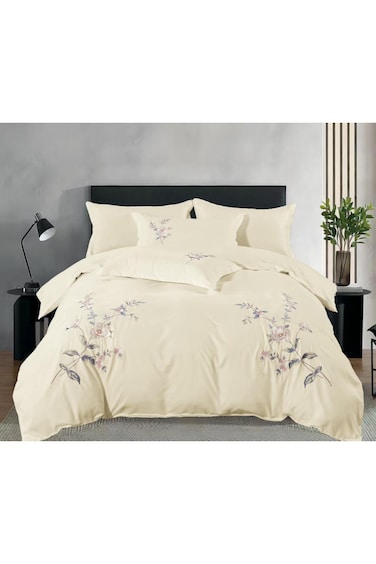 Comfy 6Pc Embroidered Floral Royal Collection Cream King Size Comforter Set
