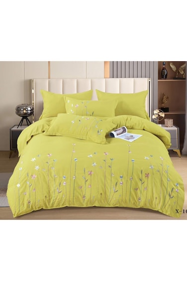 Comfy 6 Pc Cotton Ultra Soft Geometric King Size Embroidered Comforter Set