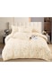Comfy 6Pc Cotton Luxurious Embroidered Floral Cream King Size Comforter Set