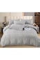 Comfy 6Pc Cotton Luxurious Embroidered Floral Grey King Size Comforter Set