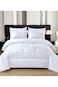 Comfy King Size Royalty Collection Floral Embroidered White Cotton 6Piece Comforter Set