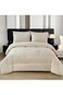 Comfy King Size Royalty Collection Floral Embroidered Cream Cotton 6Pc Comforter Set