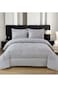 Comfy King Size Royalty Collection Floral Embroidered Grey Cotton 6Pc Comforter Set
