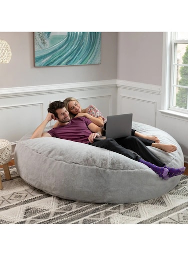 Comfy Giant Ultra XXL Soft &amp; Fluffy Silver Grey Cocoon Bean Bag