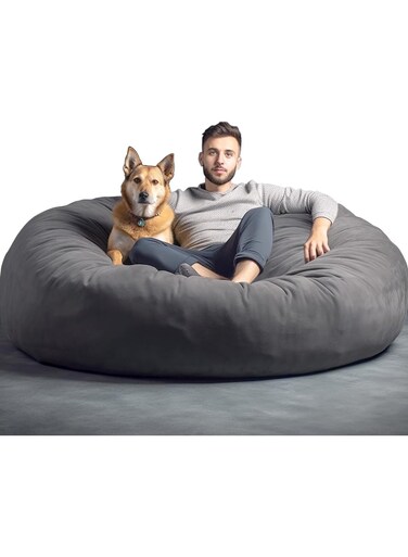 Comfy Giant Ultra XXL Soft &amp; Fluffy Dark Grey Cocoon Bean Bag