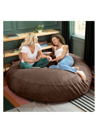 Comfy Oversized XXL Suede Cocoon Sack Family Bean Bag Dark Brown