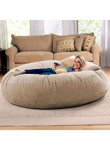 Chill Super Soft Cocoon Bed Bean Bag Velvet Beige