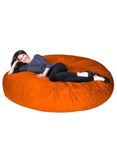 Comfy Oversized XXL Suede Cocoon Sack Family Bean Bag Orange