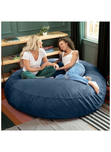 Comfy Oversized XXL Suede Cocoon Sack Family Bean Bag Navy Blue