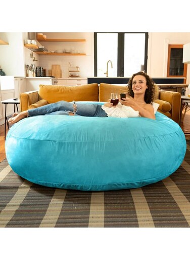 Comfy Oversized XXL Suede Cocoon Sack Family Bean Bag Pink