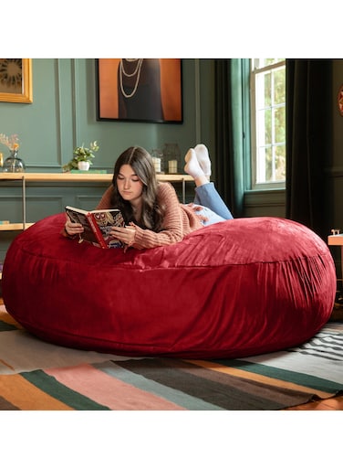 Comfy Oversized XXL Suede Cocoon Sack Family Bean Bag Grey