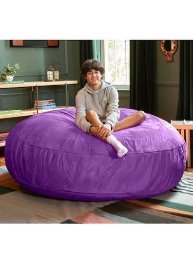 Comfy Oversized XXL Suede Cocoon Sack Family Bean Bag Purple