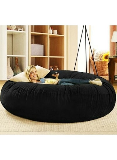 Chill Super Soft Cocoon Velvet Bed Bean Bag Black