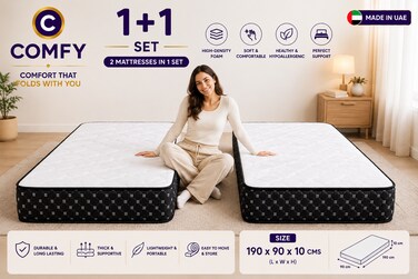 Comfy Set of 2 Single Orthomedicated Spine Support 190*90*10 Cms Mattress