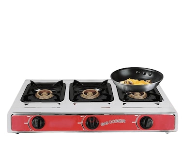Stainless Steel 3 Burner Gas Stove &ndash; High-Efficiency Burners, Heavy Duty Pan Supports &amp; Easy-Clean Body for Home Kitchen