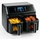 Double Basket Air Fryer 9L (4.5L + 4.5L) Digital Touch   Oil-Free Hot Air Fryer with Visual Window &amp; Automatic Mixing   Dual Zone Multi-Function Roast Bake Grill Fry