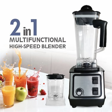Heavy Duty 2 in 1 Blender Mixer Grinder with Glass Jar &ndash; Powerful Motor Kitchen Blender for Grinding Coffee Beans, Masala, Spices &amp; Dry Fruits, Smoothie &amp; Fruit Blending