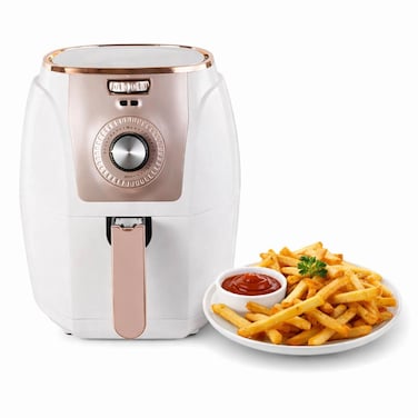 Healthy Oil-Free Air Fryer with 30-Minute Timer, Dual Temperature Control Knobs, Viewing Window &amp; Detachable Grill Tray &ndash; Roast, Bake, Grill, Fry