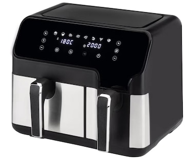 9L Dual Basket Air Fryer with Digital Touch Panel &ndash; Oil-Free Double Chamber Deep Fryer for Frying, Grilling &amp; Baking