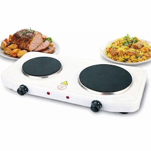 Double Hot Plate Electric Stove – Portable Dual Burner Cooktop, Adjustable Temperature Control, Stainless Steel Electric Cooker for Kitchen, Dorm, Camping & Office Use