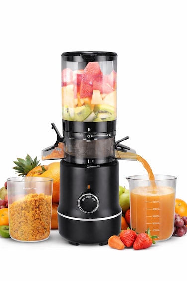 Slow Juicer Cold Press Masticating Juicer &ndash; High Juice Yield, Quiet Motor, Easy Clean Fruit &amp; Vegetable Juicer with Pulp Separation