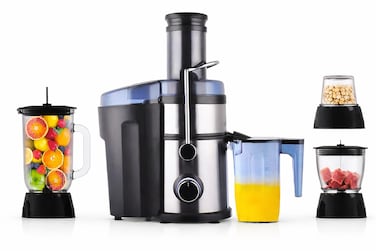 5 in 1 Multifunctional Blender &amp; Juicer Machine 1800W &ndash; 3-Speed Food Processor with Stainless Steel Blades, Grinder, Mixer &amp; Juice Extractor for Home and Commercial Use