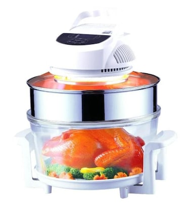 Countertop Turbo Halogen Oven Healthy Kitchen Glass Air Fryer Roaster Oven, Bake, Grill, Steam Broil, &amp; Roast - Includes Glass Bowl, Broil Rack, &amp; Toasting Rack