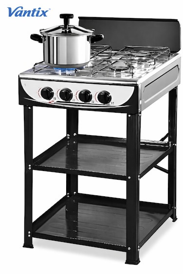Vantix 4 Burner Cooker Gas Stove, Gas Hob Stainless Steel- High Efficiency Kitchen Cooktop with Safety Features, Easy to Clean, Best for Camping