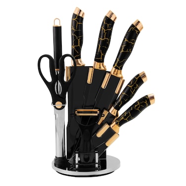 9 Piece Stainless Steel Kitchen Knife Set – Professional Chef Knife Set with Sharp Blades, Ergonomic Non-Slip Handles, Multipurpose Cutting Knives for Home & Restaurant Cooking