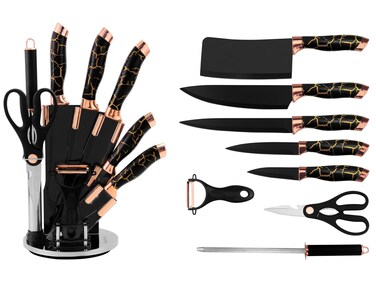 9PCS Professional Kitchen Knife Set Stainless Steel – Sharp Chef Knives with Ergonomic Handles, Multi-Purpose Cooking Knife Set for Home & Restaurant Use
