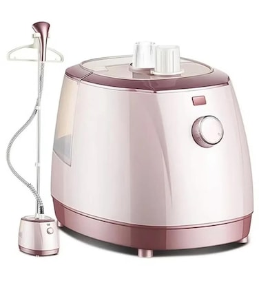 Everlyn 1800W Powerful Clothes Garment Steamer 2 Liter Tank, 6 Continuous Steam Modes &ndash; Portable Vertical Fabric Steamer for Home, Sofa, Curtains &amp; Upholstery &ndash; Pink