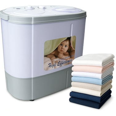 Veltric Mini Twin Tub Washing Machine 160W &ndash; 2Kg Capacity &amp; 1Kg Spin Capacity Compact Portable Washer for Baby Clothes, Undergarments, Dorm, RV, Travel