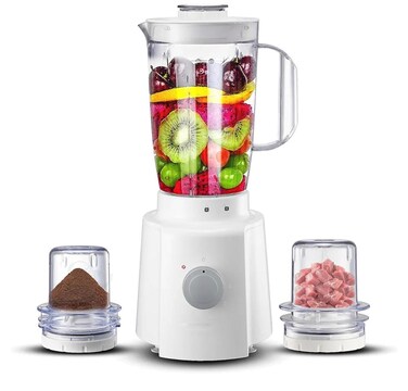 3 in 1 Blender with 1.6L Unbreakable Jar, Grinder &amp; Mincer &ndash; 650W Motor, 3 Speed with Pulse, Overheat Protection, Stainless Steel Blades