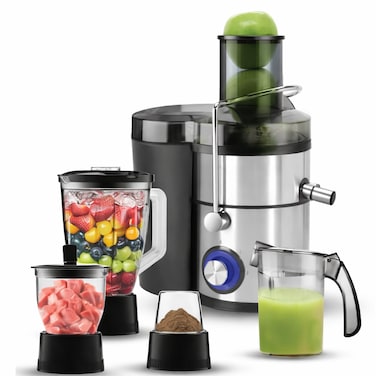 4 in 1 Powerful Juicer Blender &amp; Grinder &ndash; 800W Electric Fruit Juicer Machine with 1.5L Unbreakable Jar   2-Speed Control   Mixer, Chopper &amp; Dry Grinder   Stainless Steel Body   Compact Kitchen Appliance