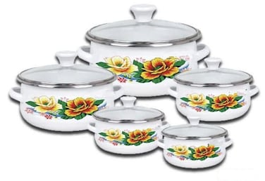 10 Piece Casserole Set with Glass Lid   Non-Stick Cookware Pot Set for Cooking, Serving & Kitchen Use